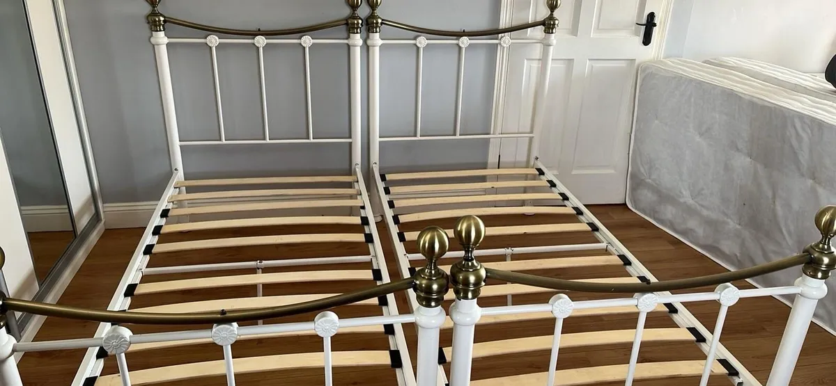 Two mettle cream and gold beds - Image 2