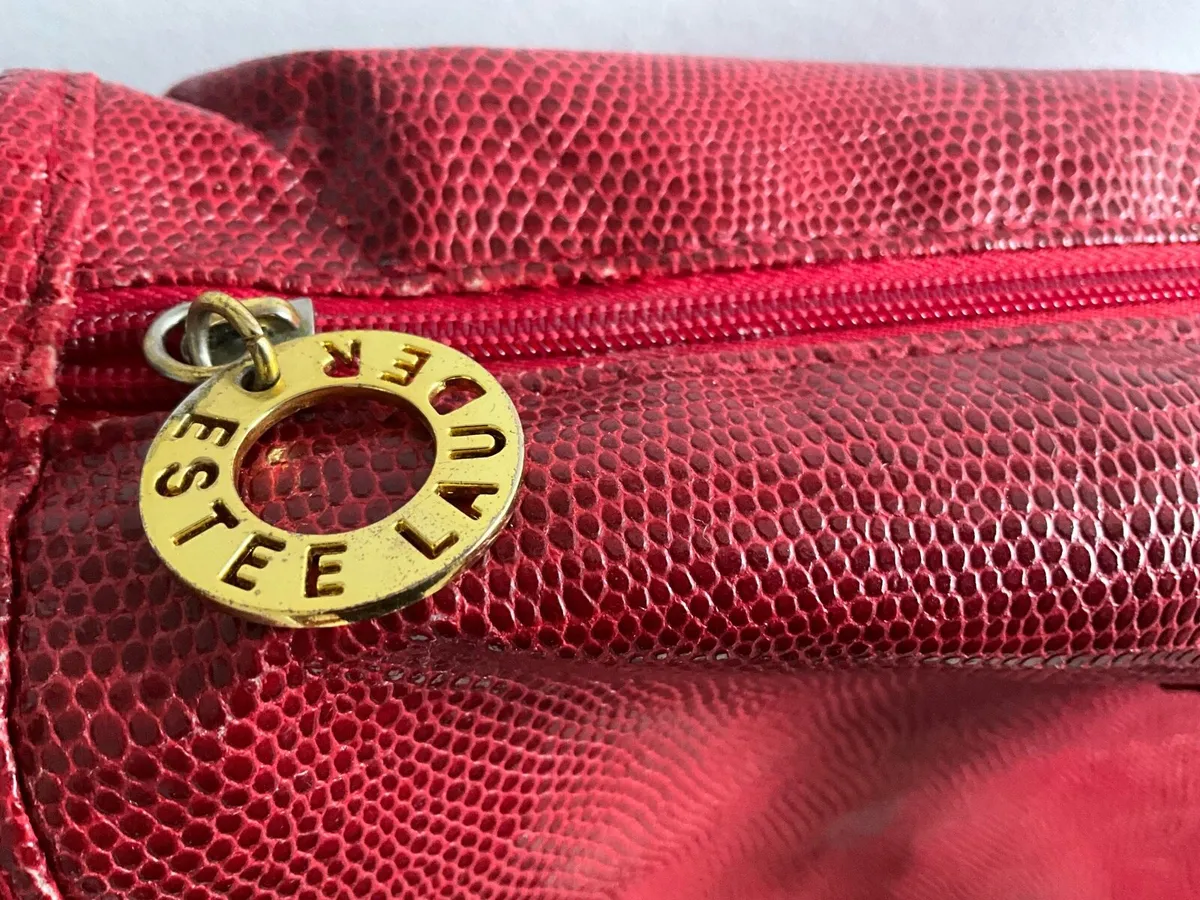 Vintage ESTEE LAUDER Red Vinyl Tote Shopper Bag - Image 1