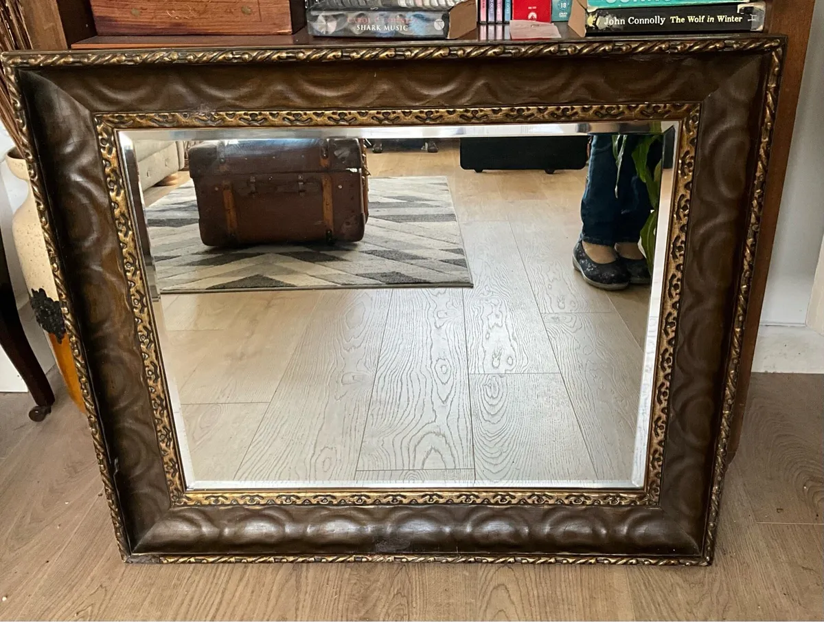 Extra Large Brass & Metal Wall Mirror - Image 2