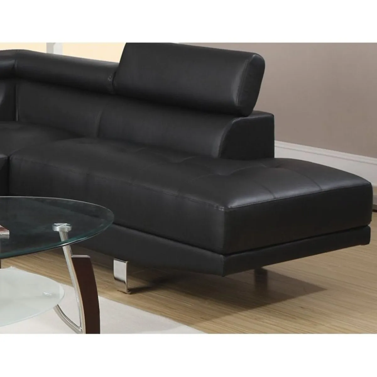 Leather Corner chaise Sofa 262cm black - Image 2