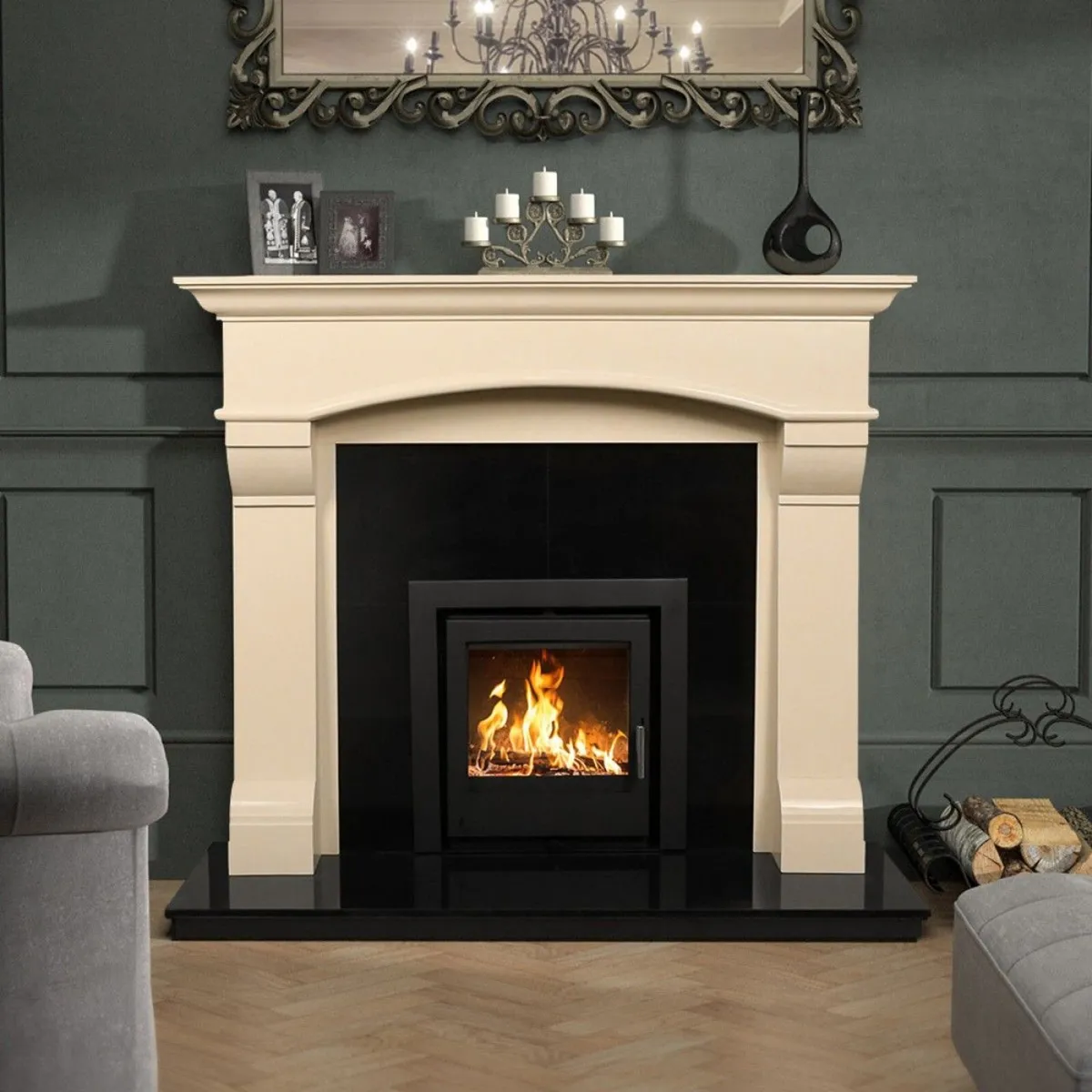 60" Virgo Ivory Cream Fireplace Surround - Image 1