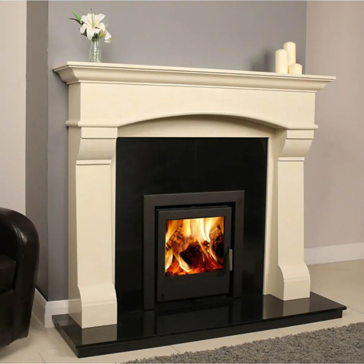 60" Virgo Ivory Cream Fireplace Surround - Image 2