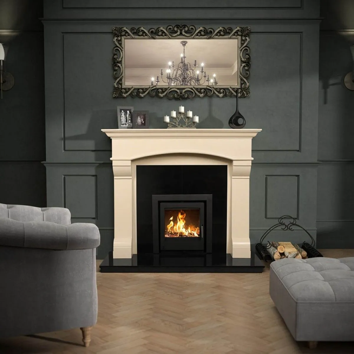 60" Virgo Ivory Cream Fireplace Surround - Image 3
