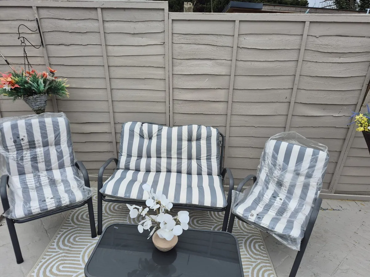 2 seater sofa, 2 chairs and glass table - Image 4