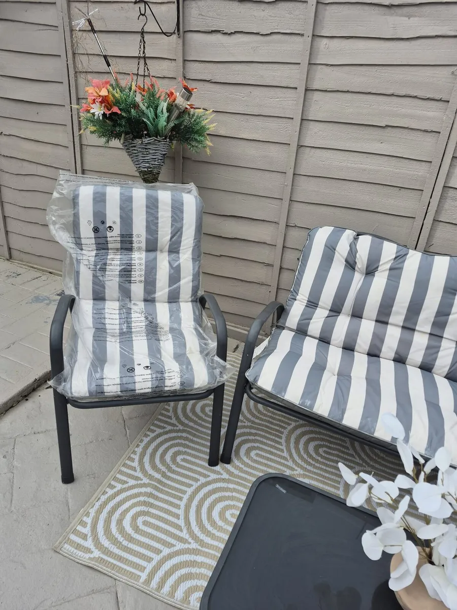 2 seater sofa, 2 chairs and glass table - Image 3