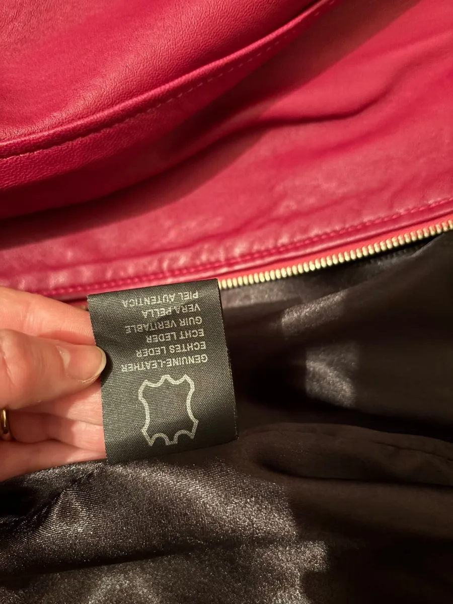 Pink Genuine Leather Jacket with Removable Hood S/ - Image 3