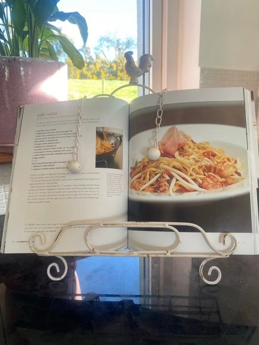ceramic jars with wooden lids & metal cookbook stand bundle - Image 4