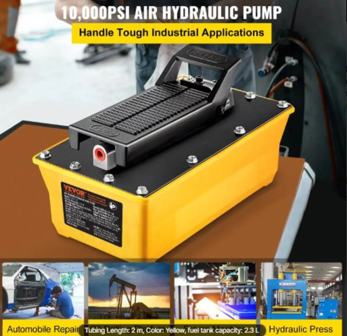 Air Hydraulic Pump,10,000 PSI Hydraulic Foot Pump - Image 2