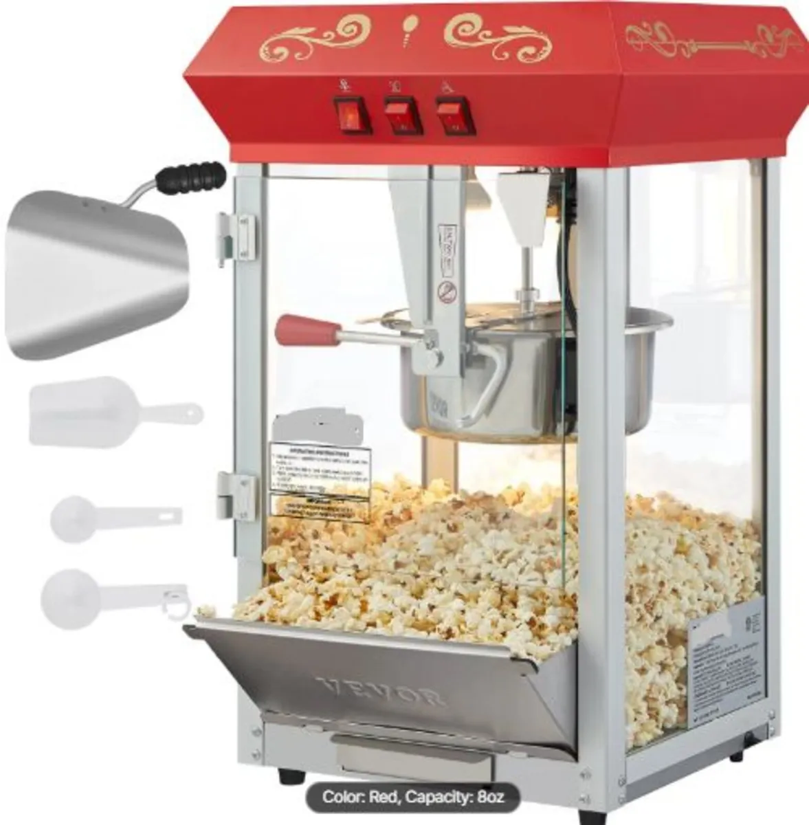 Popcorn Maker, 850W Popcorn Popper Machine, 8 Oz - Image 1