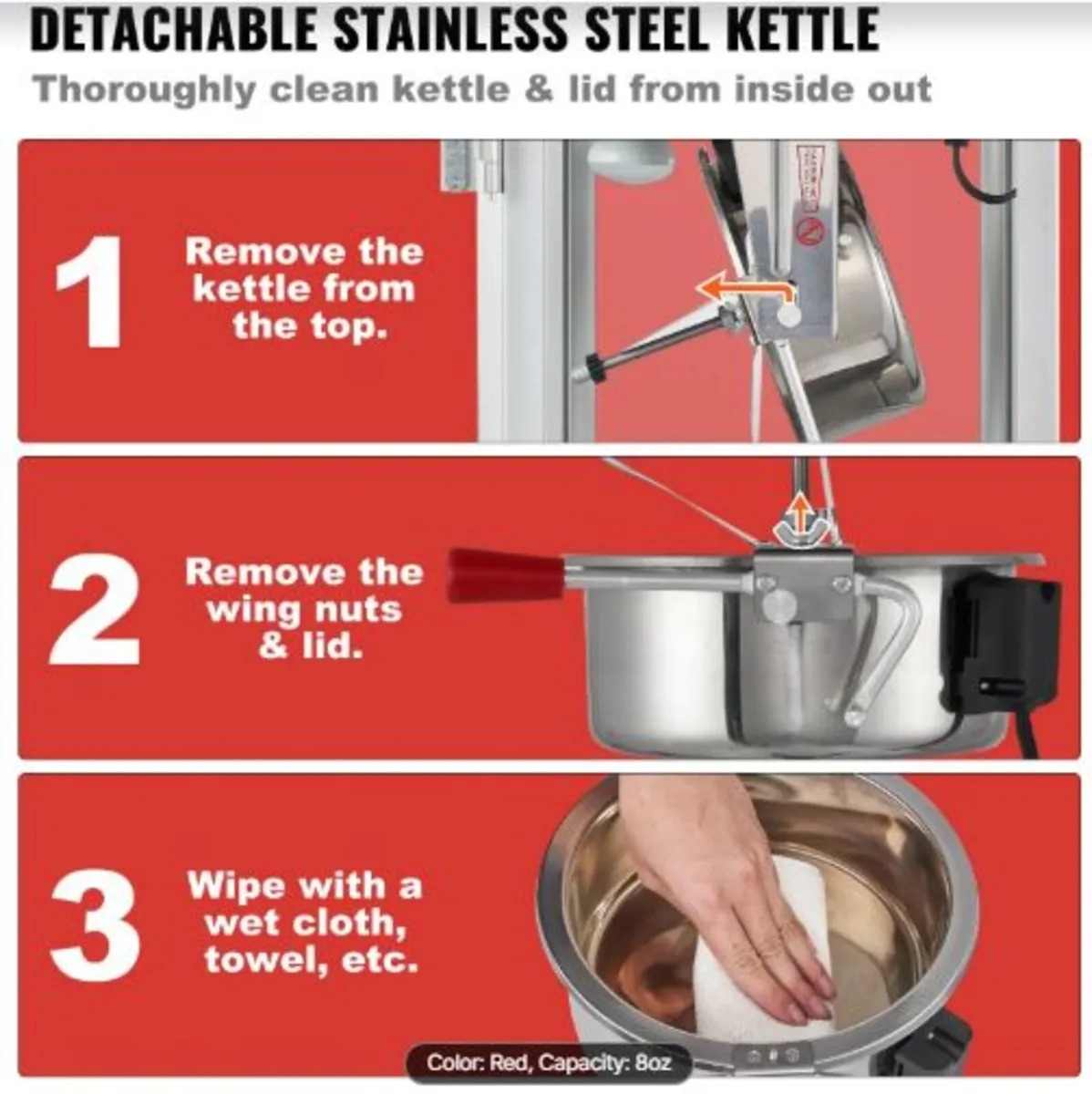 Popcorn Maker, 850W Popcorn Popper Machine, 8 Oz - Image 4