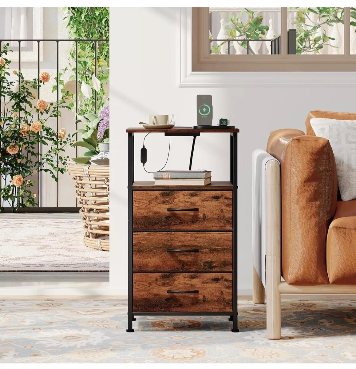 3 Drawers Chest of Drawers for Bedroom with Charg - Image 4