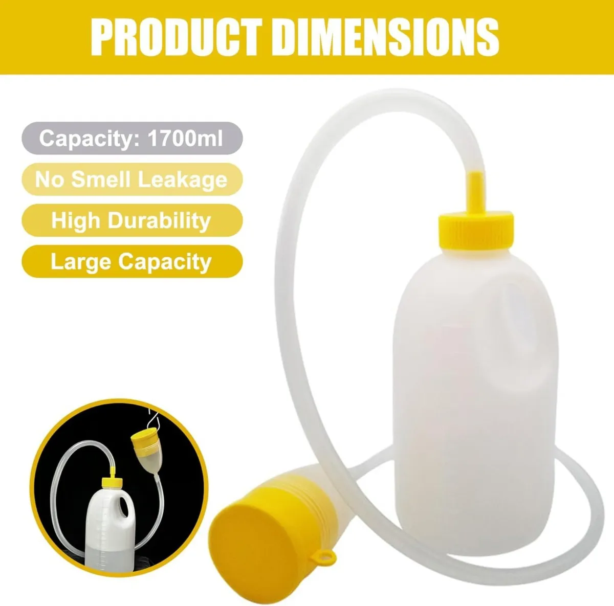 Portable Urinal Bottle Men 1700ml Spill Proof - Image 3
