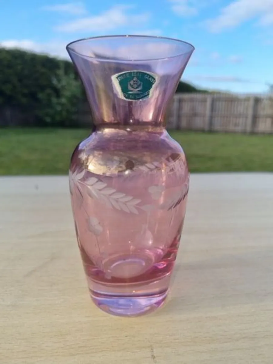 Vintage CLOVER LEAF GLASS vase from Slovakia - Image 1