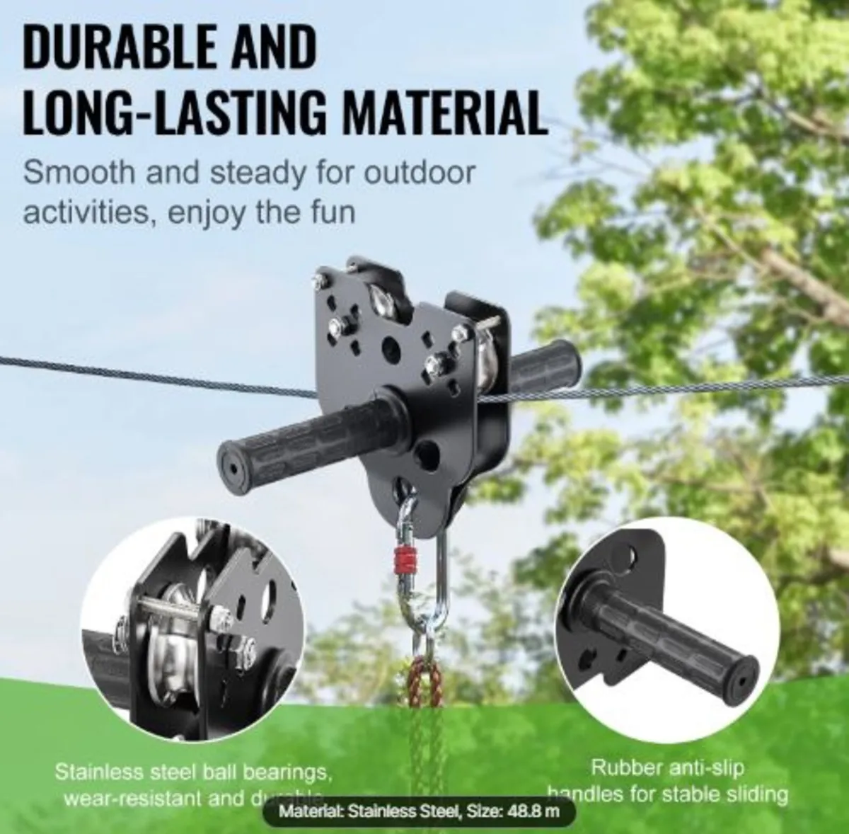 Zipline Kit for Kids and Adult, 48.77 m Zip Line - Image 2