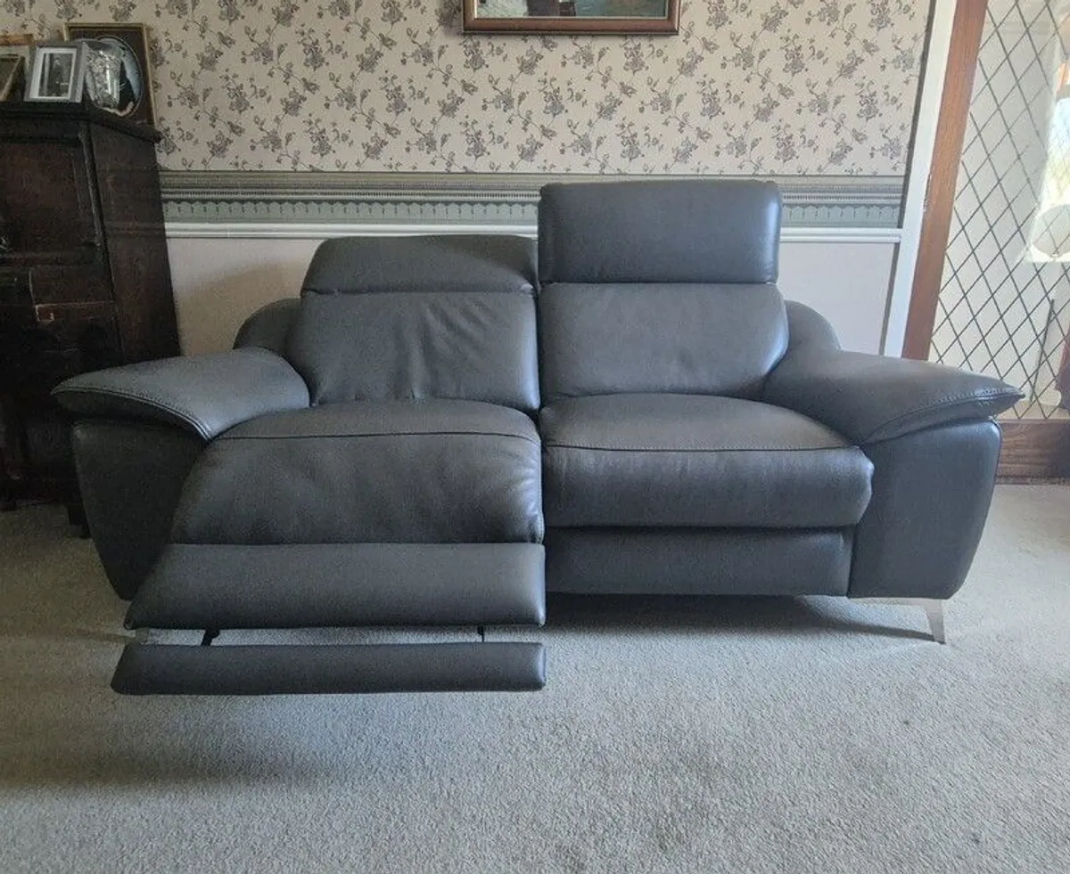 EZ Living Leather Electric Recliner Sofa - Image 1