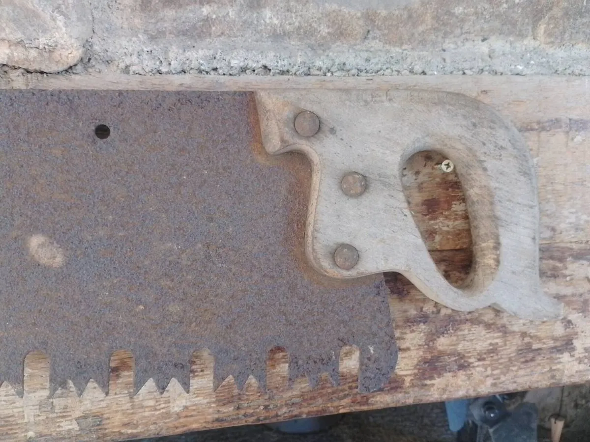 Pair antique long saw cross cut saws - Image 1