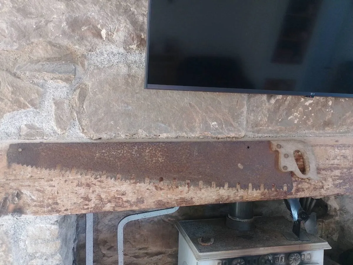 Pair antique long saw cross cut saws - Image 4