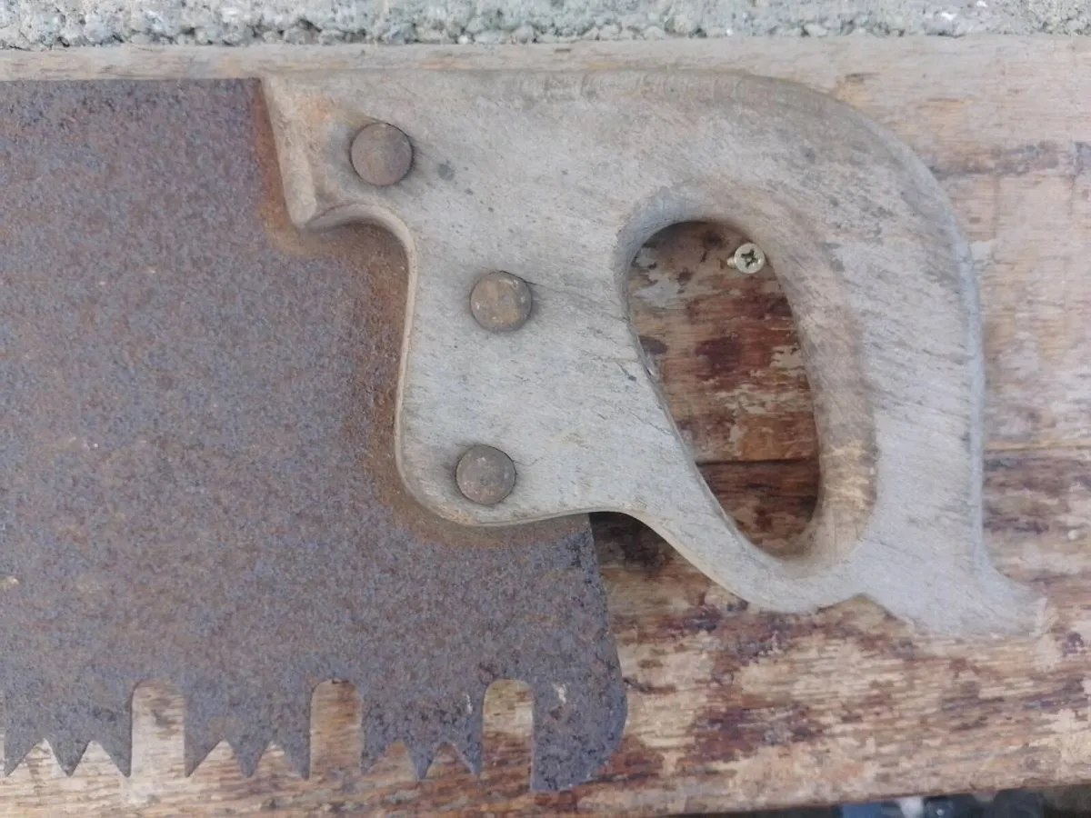 Pair antique long saw cross cut saws - Image 3
