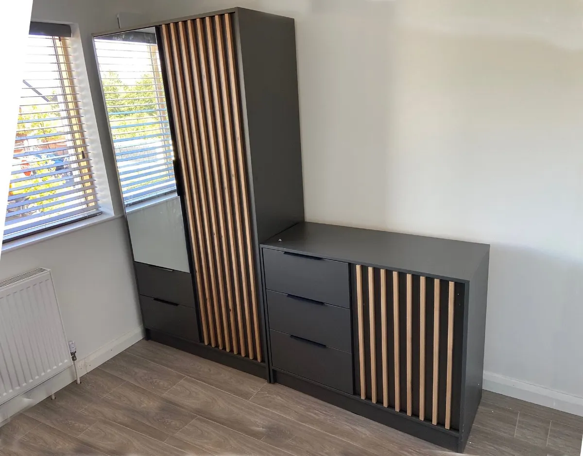 Wardrobe NELLY 105cm Graphite *Free Delivery - Image 2