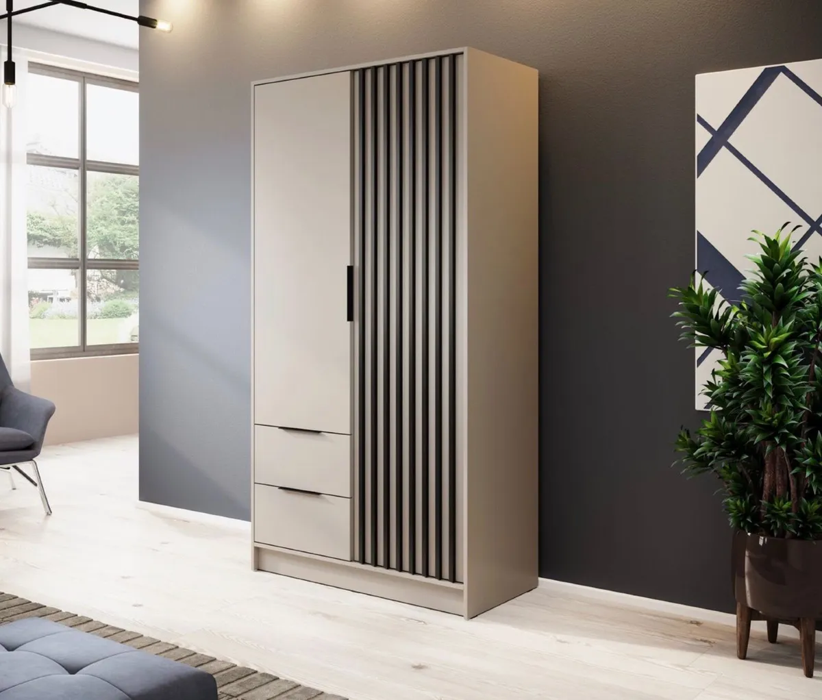 Wardrobe NELLY 2D 105cm Cashmere *FREE DELIVERY - Image 3