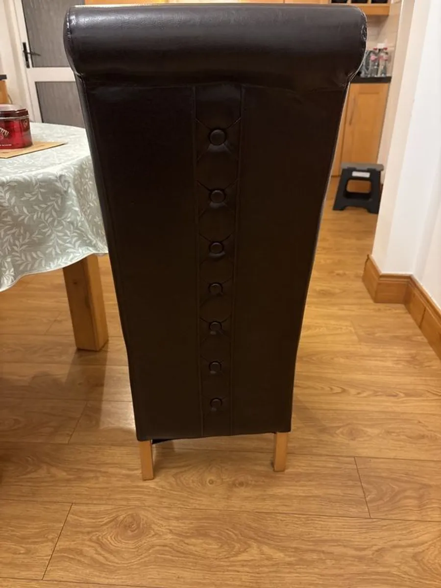 4 leather dining chairs - Image 2