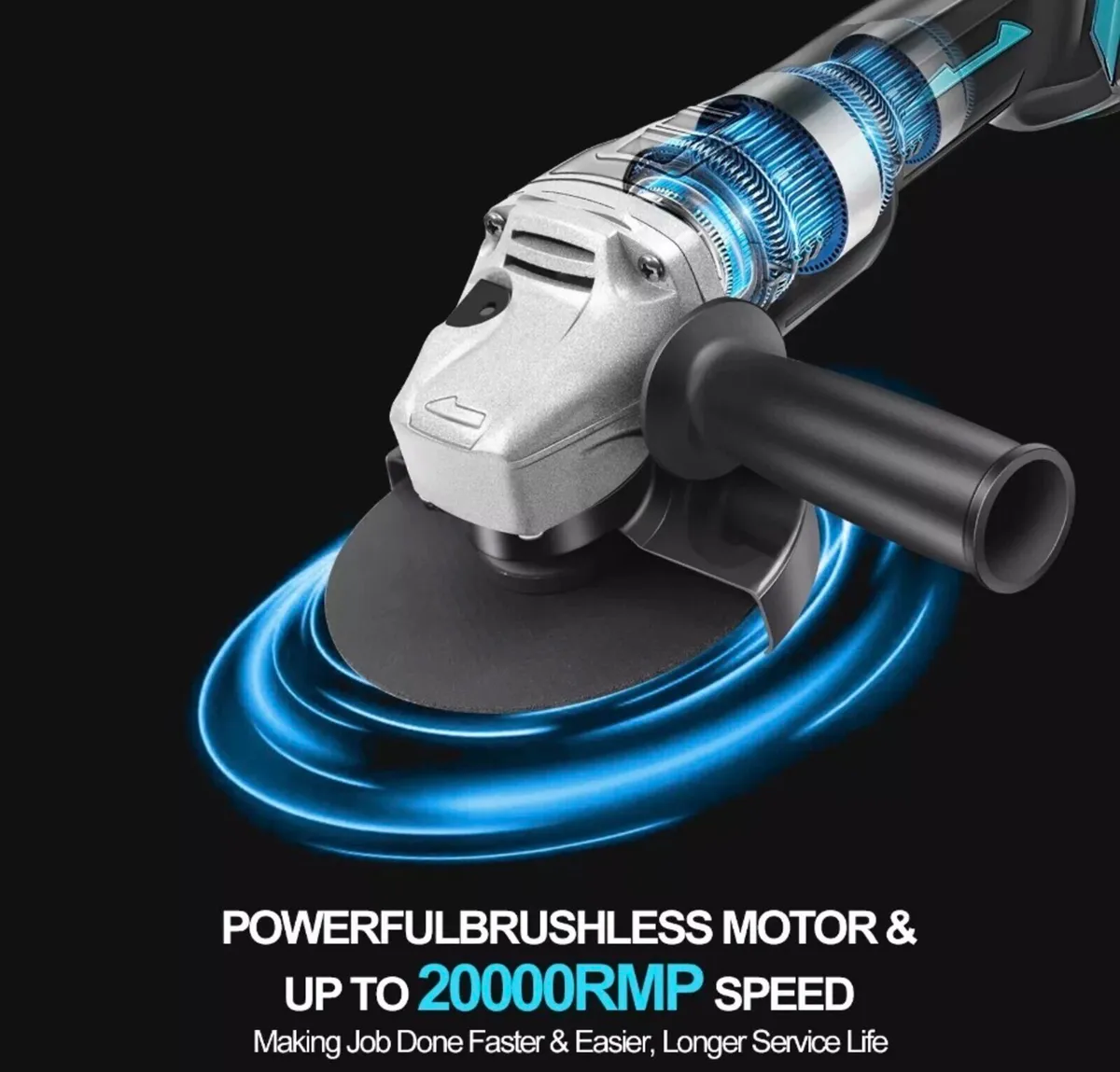 NEW 125mm Cordless Angle Grinder & 2 Batteries 6” - Image 3