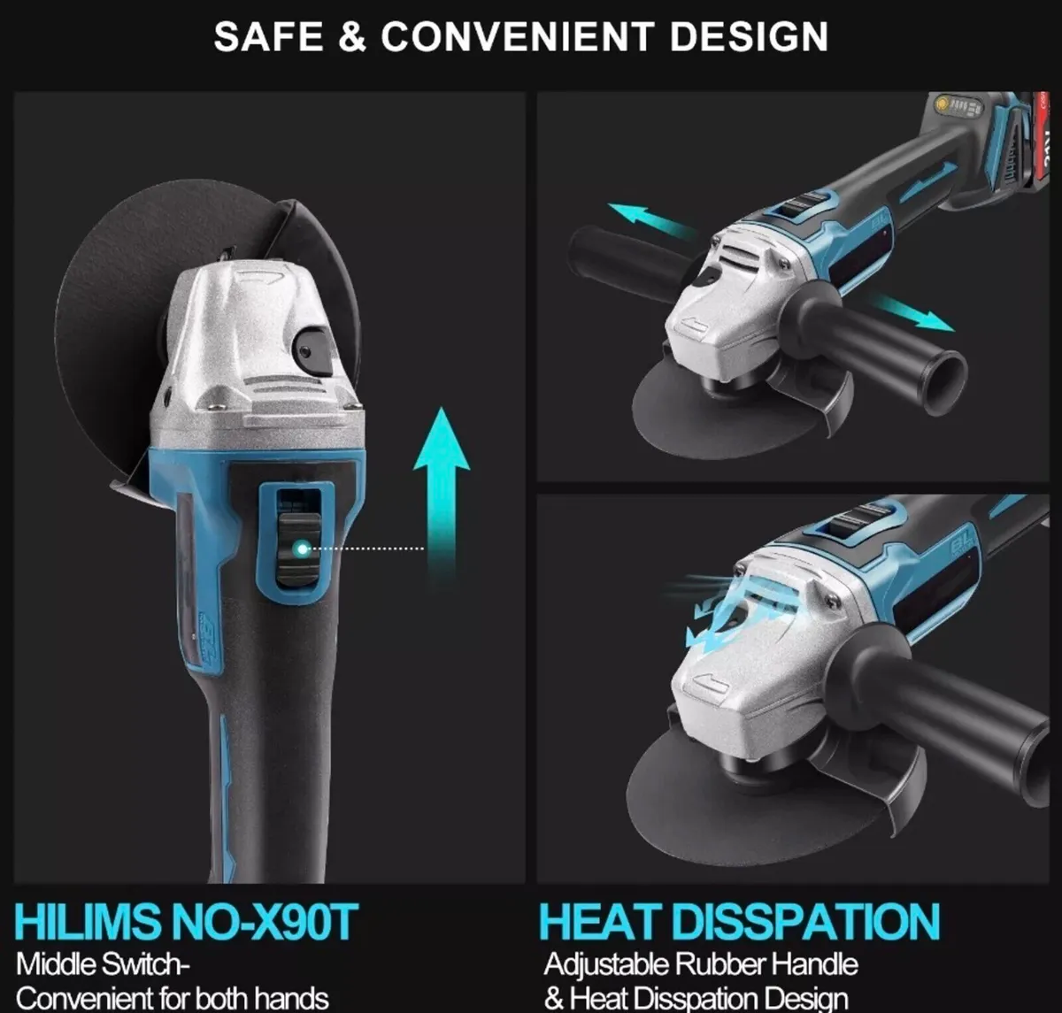 NEW 125mm Cordless Angle Grinder & 2 Batteries 6” - Image 4