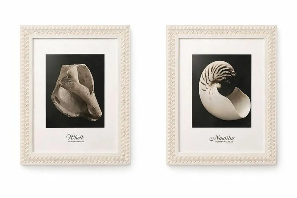 Matching Prints: Carved Wooden Frames with Glass - Image 1