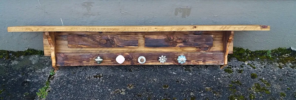 Rustic floating shelf / coat & hat rack - Image 1