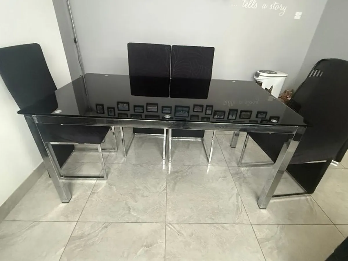 Black Glass Dining Table - Image 1