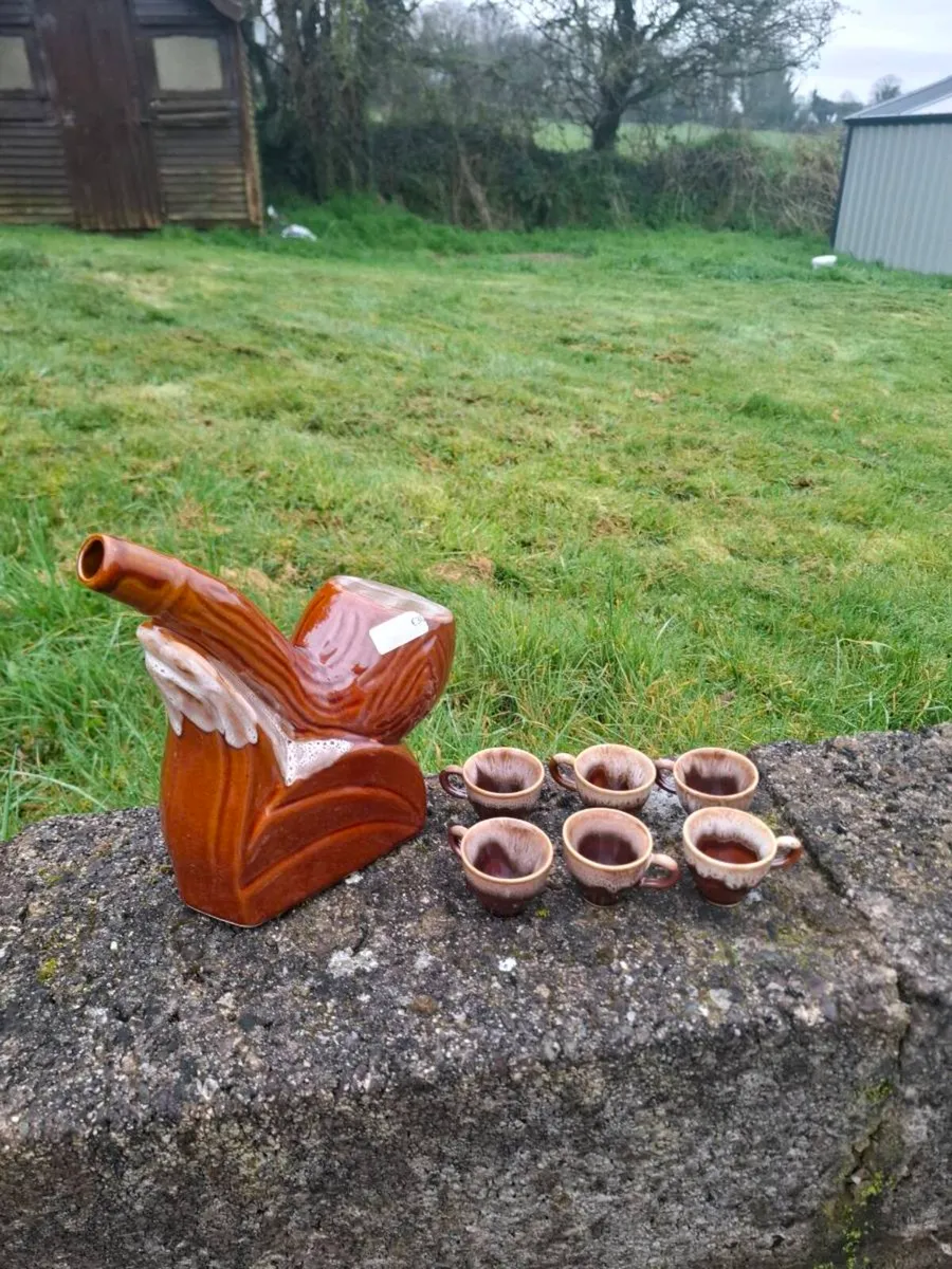 Vintage brown unusual drinking set - Image 2