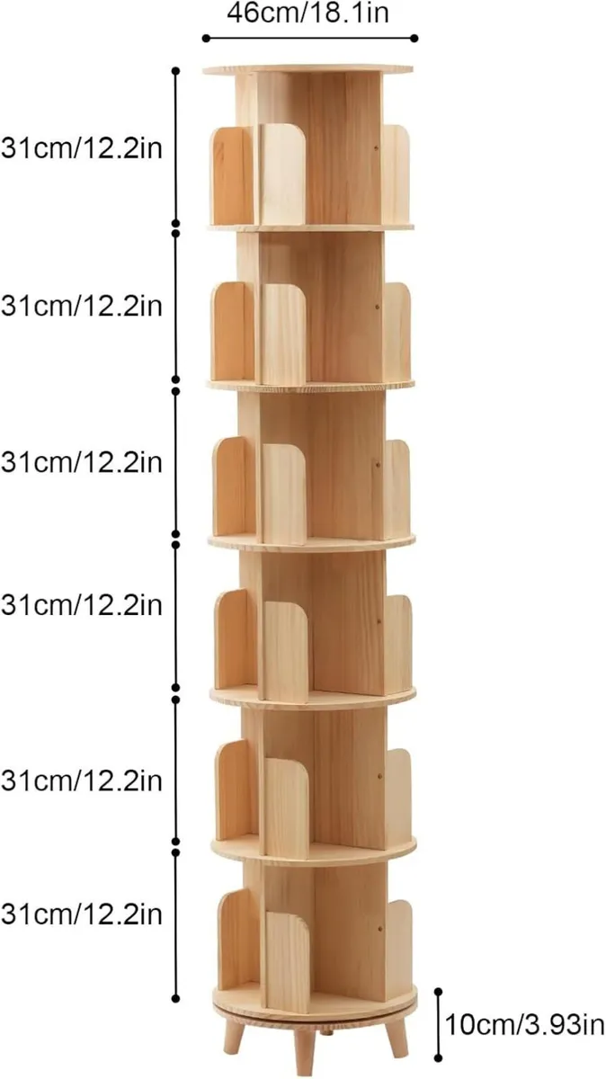 Rotating Bookshelf Tower (with Support Legs) 360 - Image 3