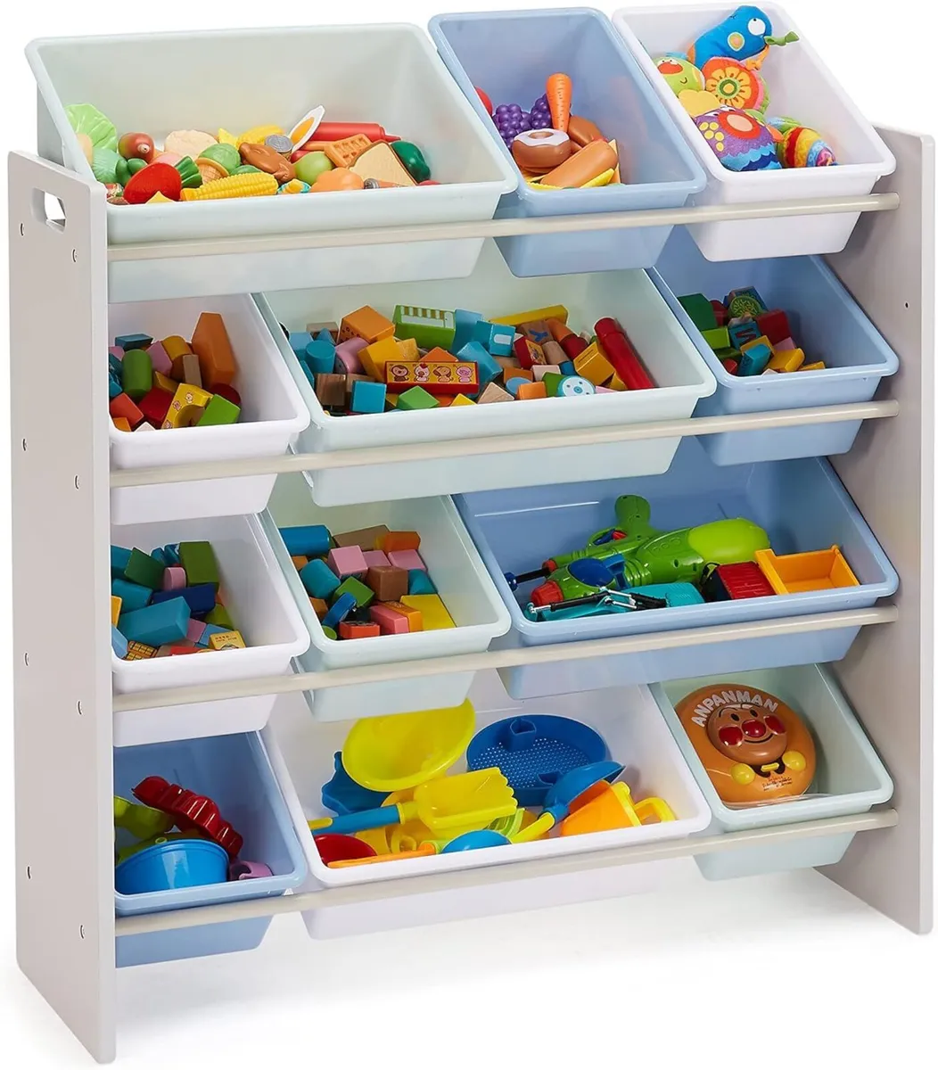 Kids’ Toy 4 Shelf Storage Organiser With 12 - Image 4