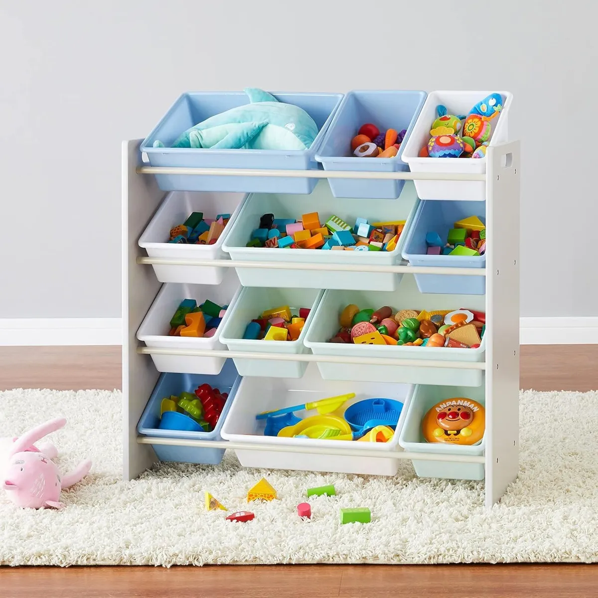 Kids’ Toy 4 Shelf Storage Organiser With 12 - Image 2