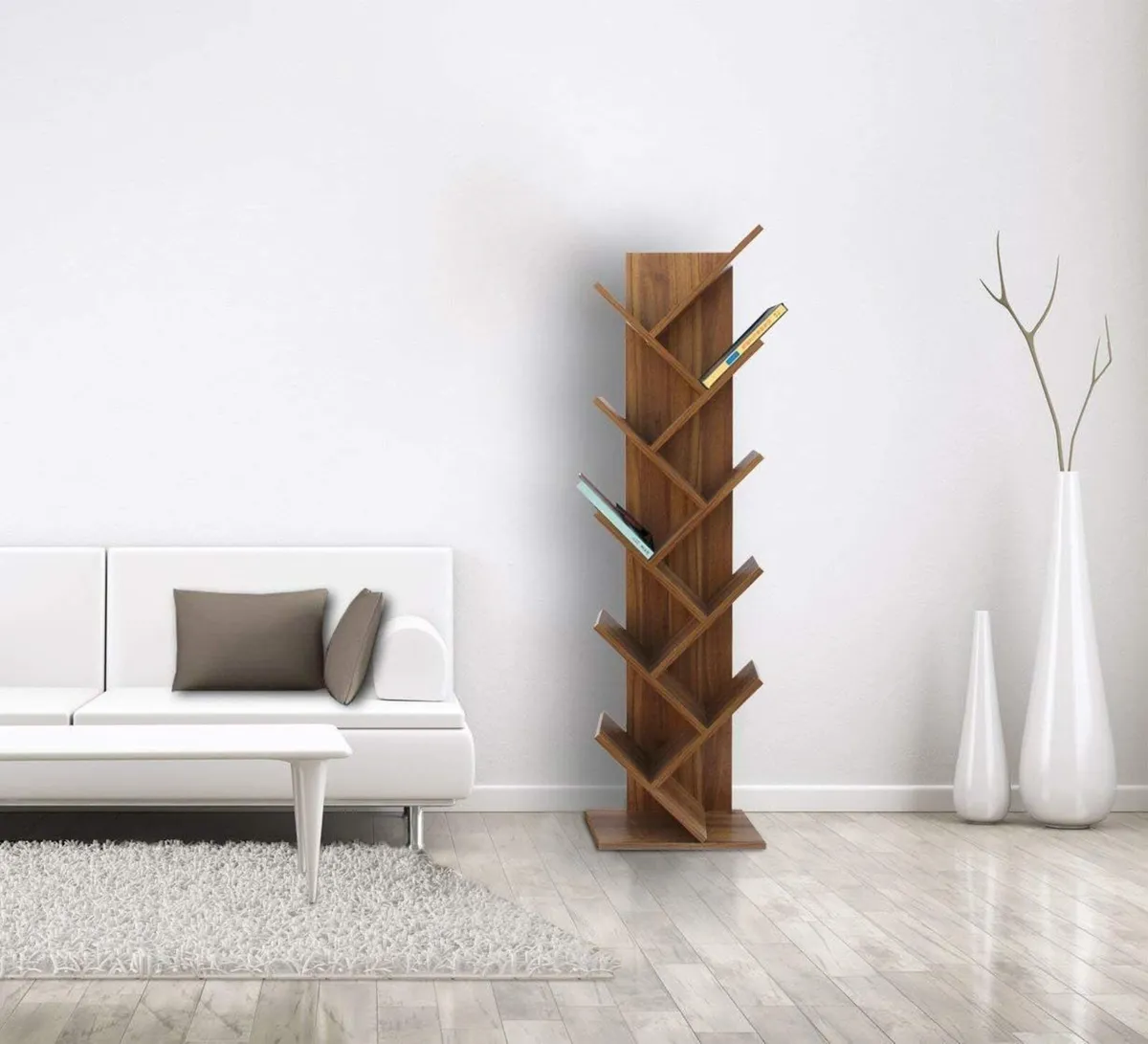 Bookshelf Shelving Unit 10 Shelves Wood Brown - Image 2