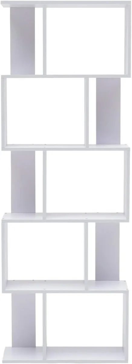 Shelf Bookcase 10 Spaces Mdf Wood White Modern - Image 1