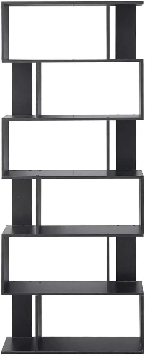 Bookcase Black Display Unit 6 Tiers Books - Image 1