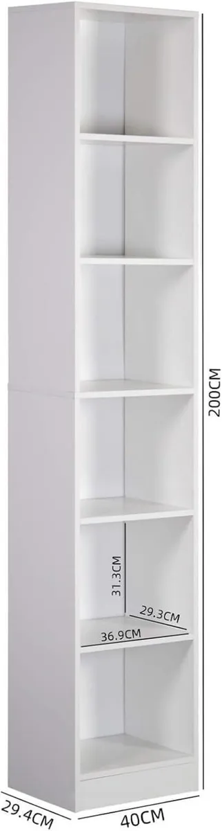 Vertical Bookcase Storage Shelf White Chipboard - Image 3