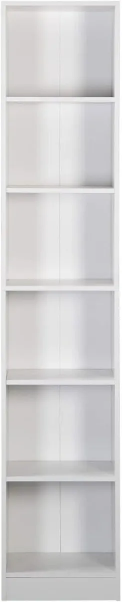 Vertical Bookcase Storage Shelf White Chipboard - Image 4