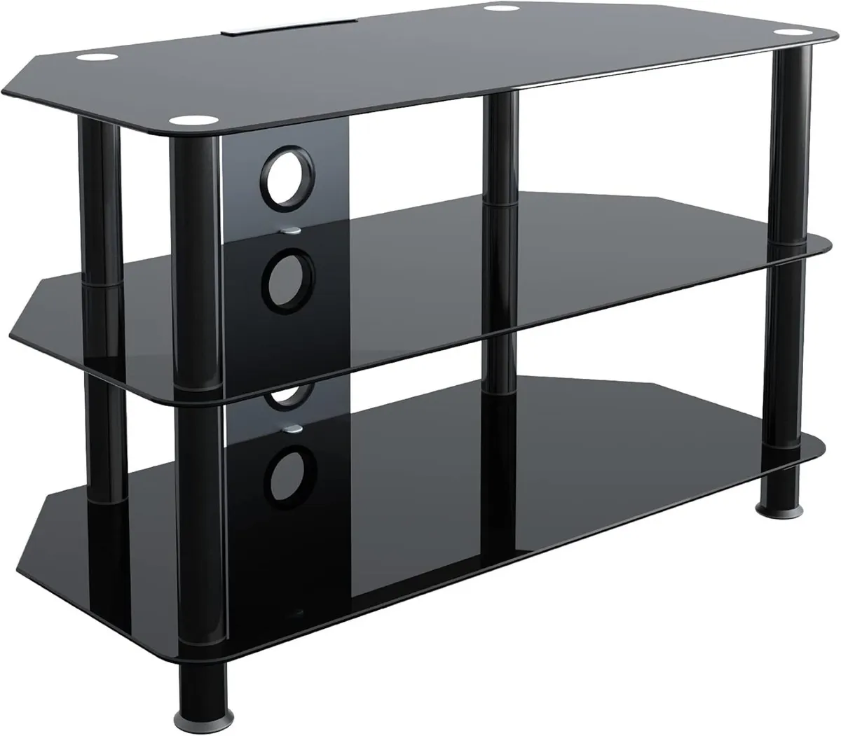Glass Corner TV Stand – Universal Black Unit 80cm - Image 1