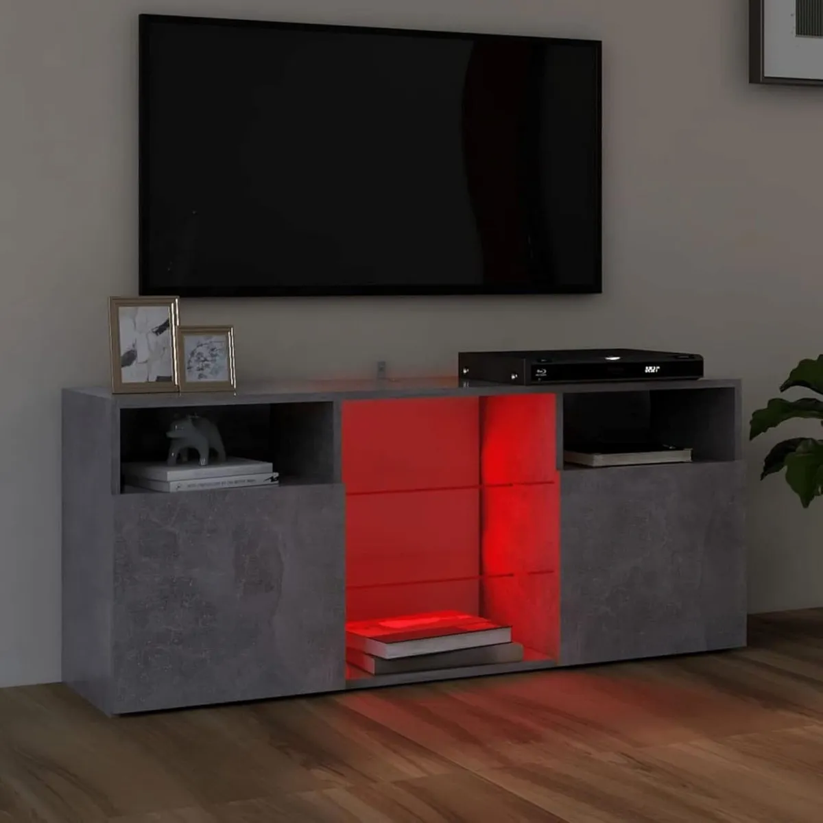 TV Cabinet with LED Lights Concrete Grey 120x30x50 - Image 4