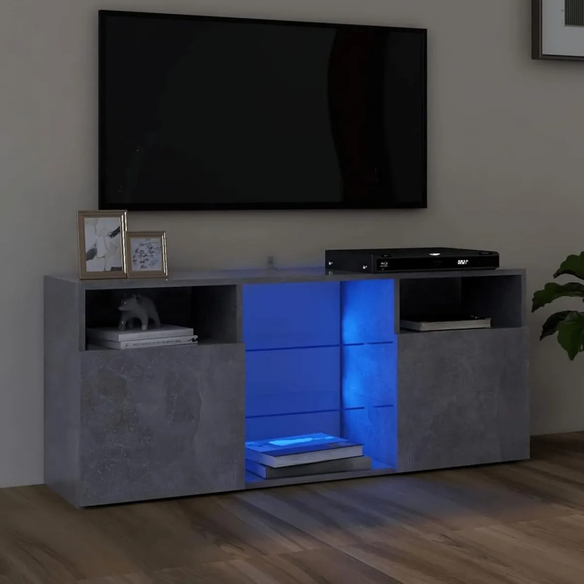TV Cabinet with LED Lights Concrete Grey 120x30x50 - Image 1