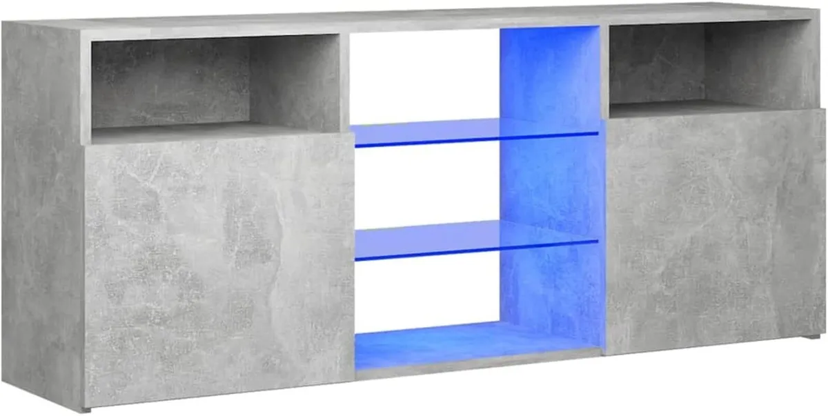 TV Cabinet with LED Lights Concrete Grey 120x30x50 - Image 3