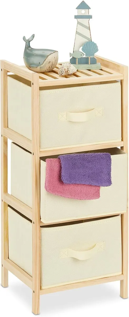 Bathroom Shelf with 3 Foldable Baskets Storage - Image 1