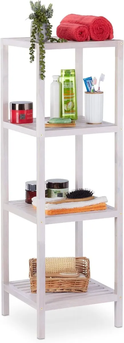 Bathroom Shelf Walnut with Storage Open Quadratic - Image 1