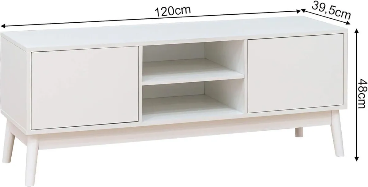TV Stand Low Sideboard for Living Room White - Image 3