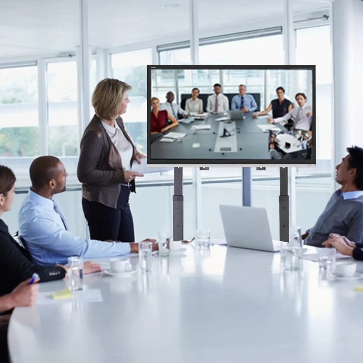 Mobile TV Stand on Wheels: Heavy Duty Trolley for - Image 4