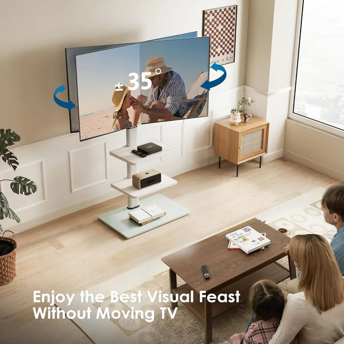 Universal TV Floor Stand White Corner for 32 to - Image 2