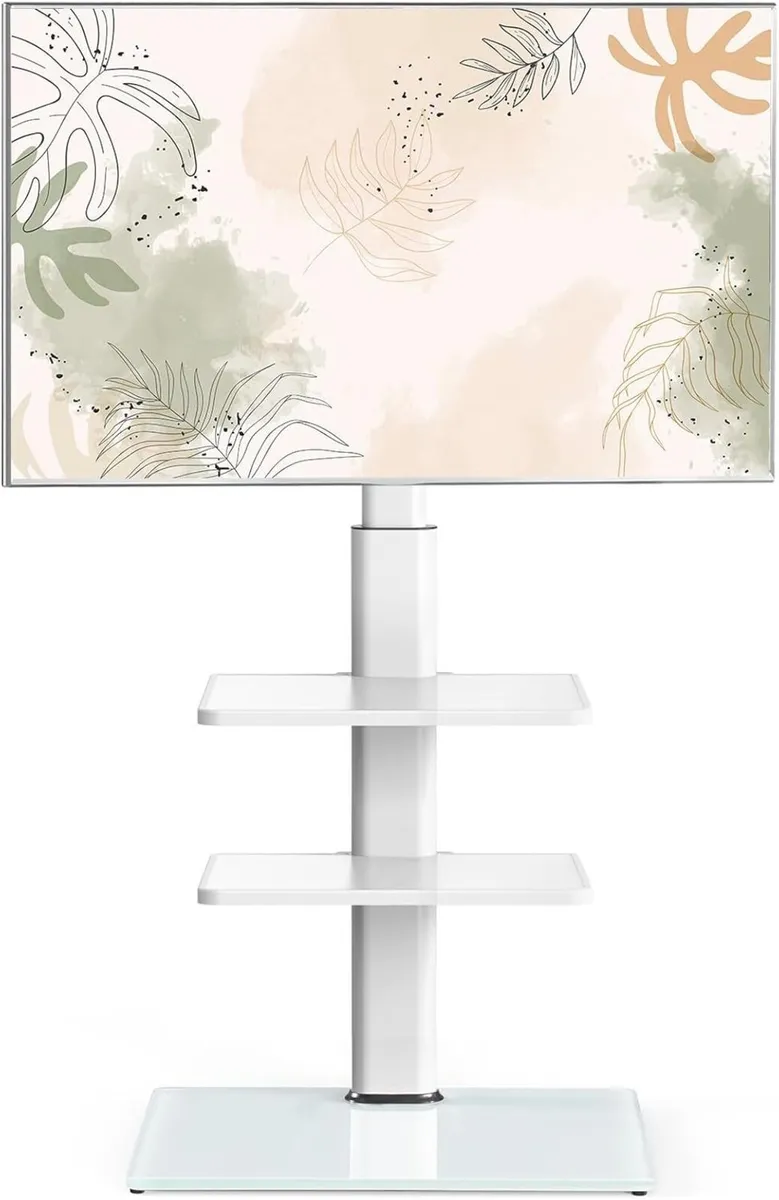 Universal TV Floor Stand White Corner for 32 to - Image 1