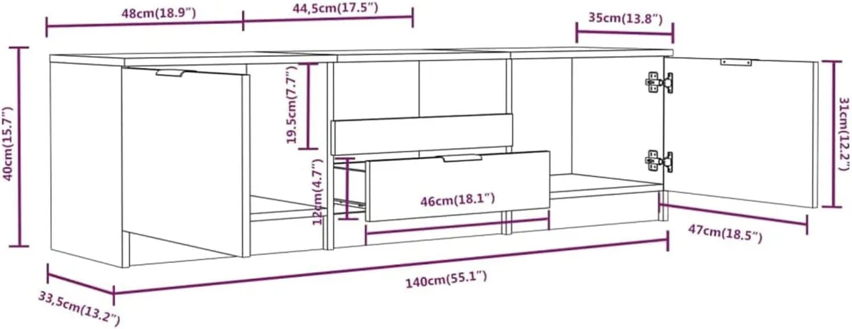 TV Stand Cabinet Modern Unit with Door and - Image 2